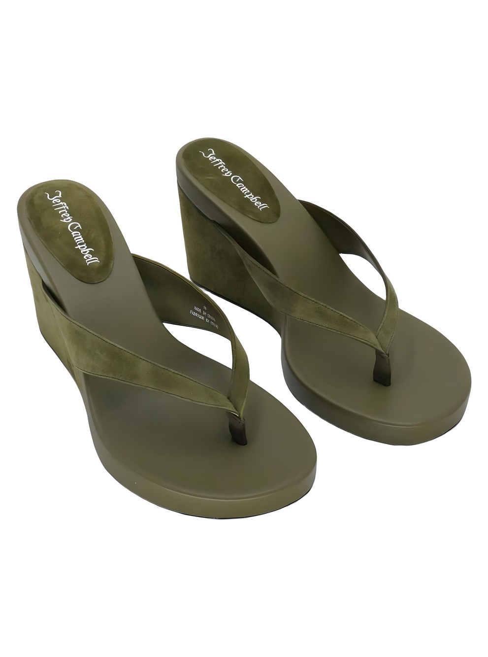Jeffrey Campbell Olive Green Suede 3.5" Wedge Platform Sandals Size 10M